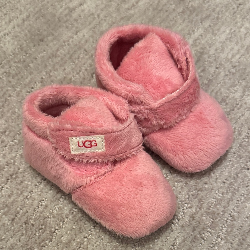 UGG Kids Pink Fuzzy Slippers